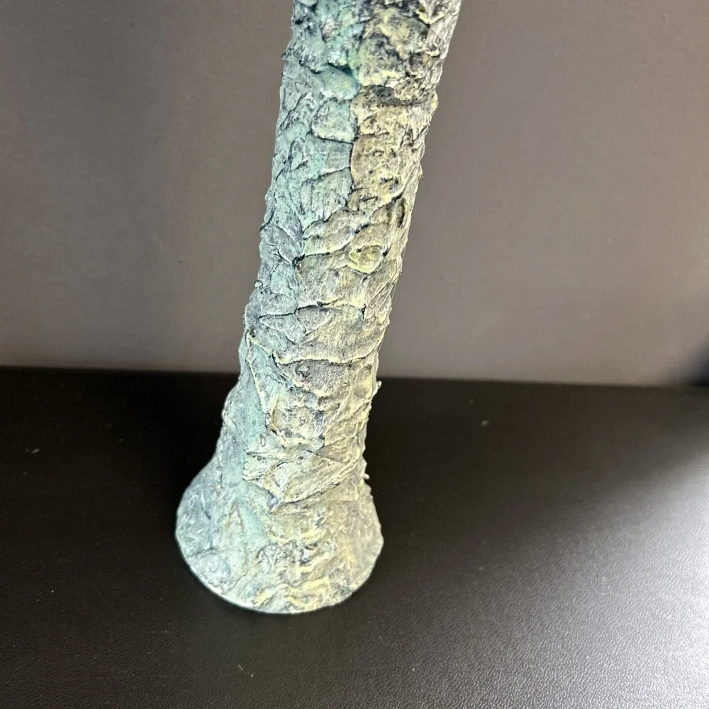 Upcycled Tall Vase Grunge Moody‎ Textured Painted White Waxed Resin Blend 15